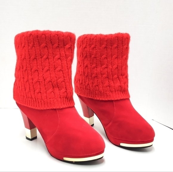 Fashion boots red women's high heels Size: 8 - Picture 1 of 7